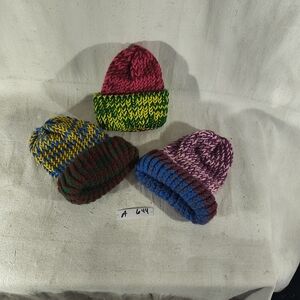 Kids Beanie Trio Bundle of Colorful Knitted caps